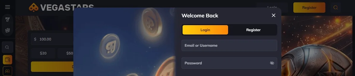 Log into casino account.